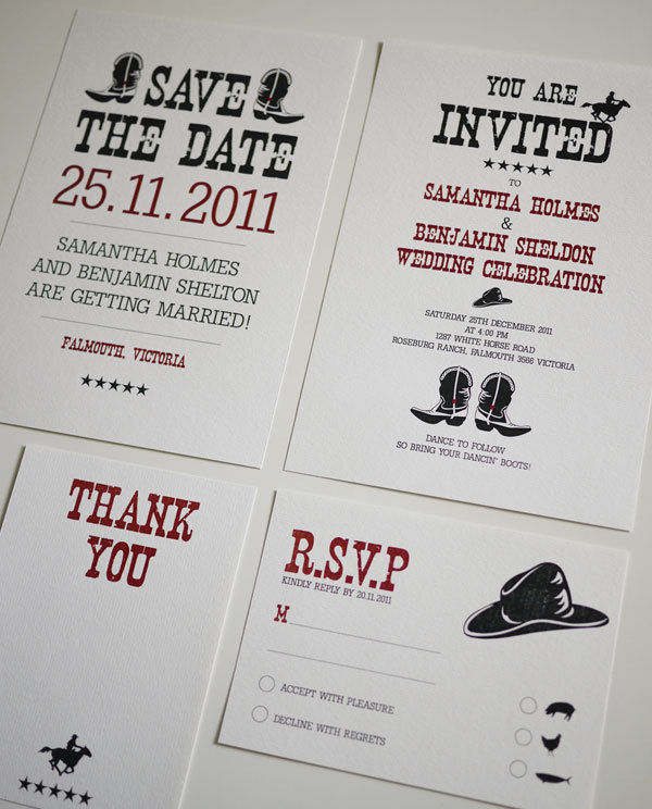 Western / Country - Wedding Invitation Set (printable) - Set Of 4