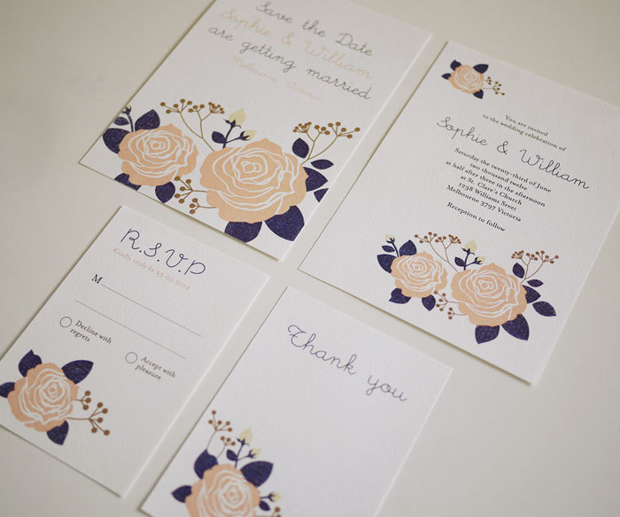Rose Flower - Wedding Invitation Set (printable) - Set Of 4