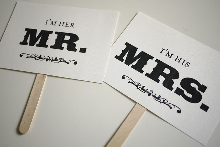 Mr And Mrs - Thank You - Double Sided Photo Props Signs (printable)