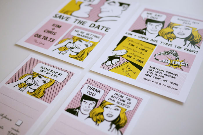 The Comic Strip - Unique Wedding Invitation Suite - (printable) - Set Of 4